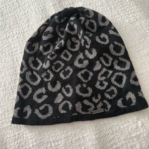 Calvin Klein Black and Gray Leopard Beanie